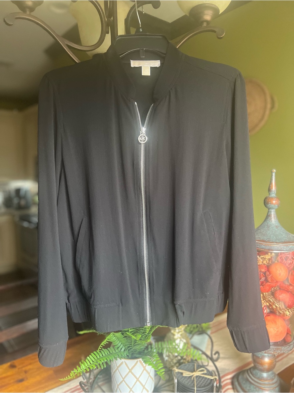 Michael Kors Black Sheer Zip-Front Jacket